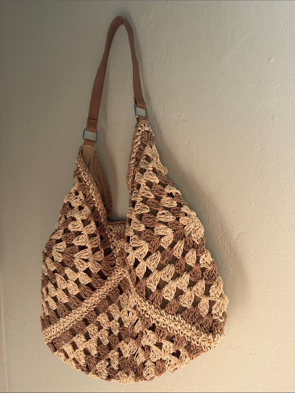 Unlisted Beige & Brown Crochet Shoulder Bag